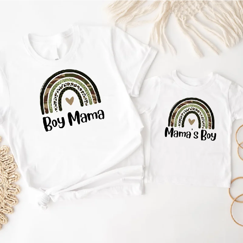 Camo Rainbow Boy Mama & Mama's Boy Matching White T-shirts