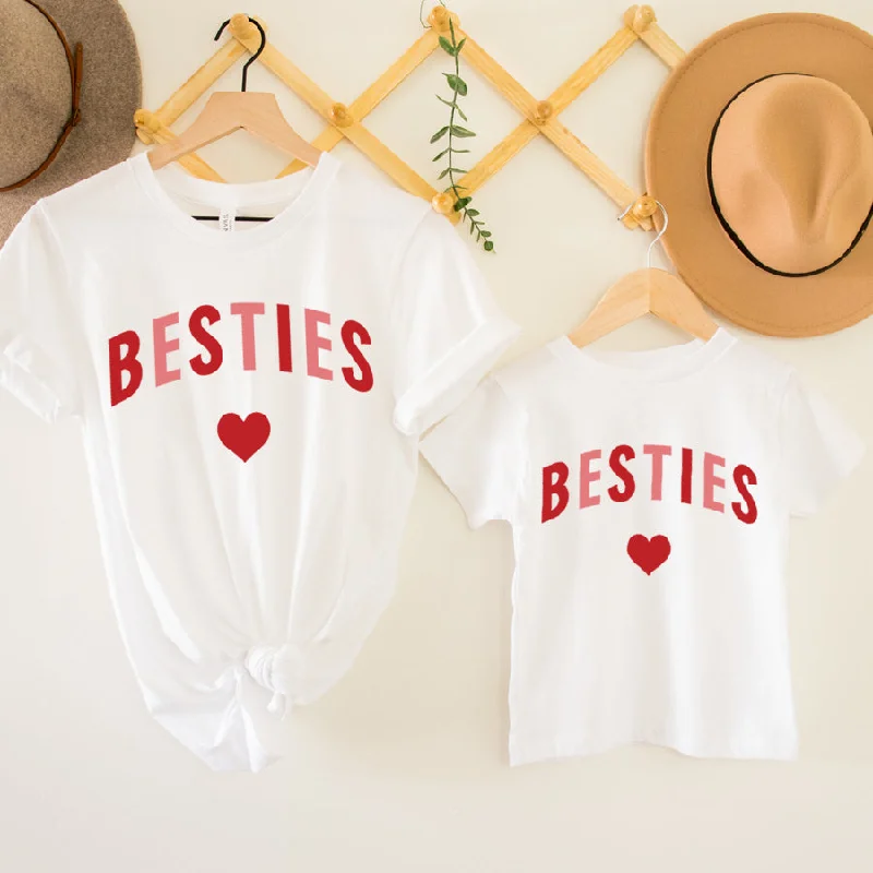 Besties Love Hearts Mum & Kid Matching T-Shirts