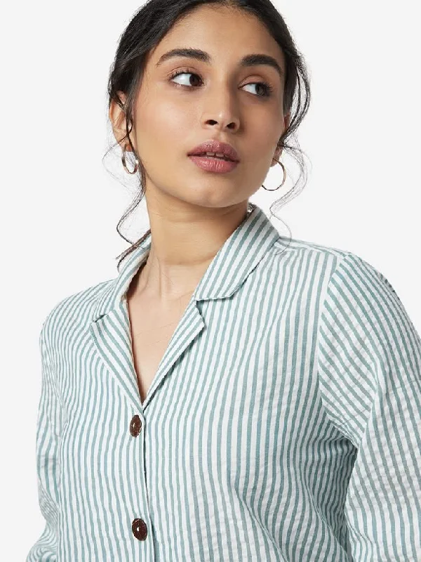 LOV Sage Striped Lulu Blouse