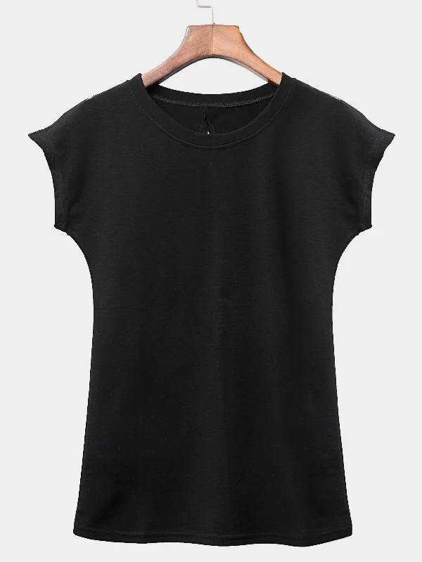 Custom Round Neck Sleeveless Black Tee