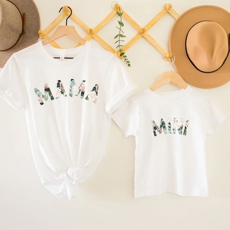 Mama & Mini Floral Matching White T-Shirts