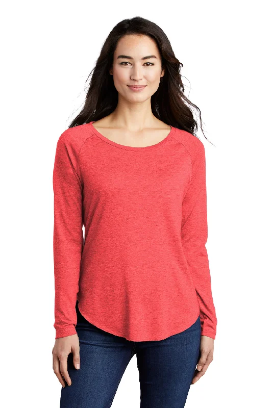 Sport-Tek Womens Moisture Wicking Long Sleeve Scoop Neck T-Shirt - Heather True Red - Closeout