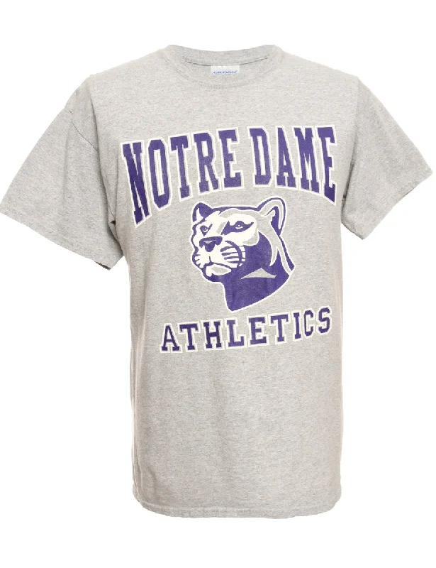 Notre Dame Football Grey Gildan Sports T-shirt - M