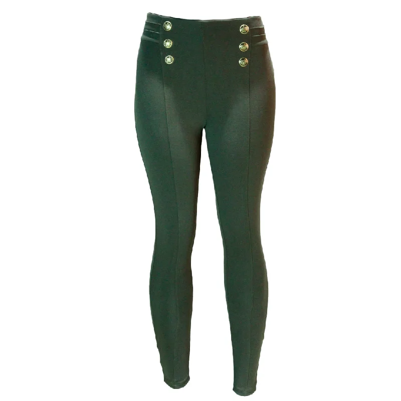 Green Leggings With Buttons