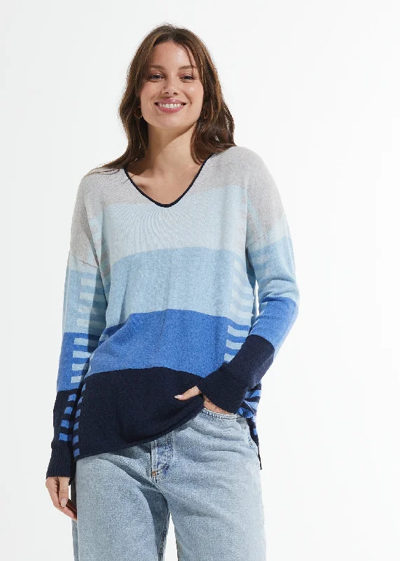 Zaket & Plover - Varied Stripe V-neck Sweater