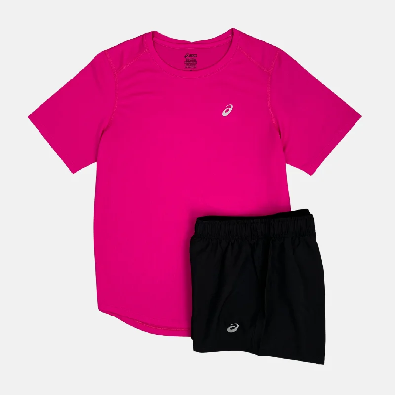 Asics Women's Core T-Shirt / Shorts Set - Pink/Black