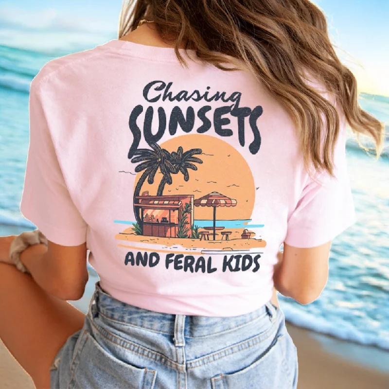 Chasing Sunsets & Feral Kids Back T-Shirt