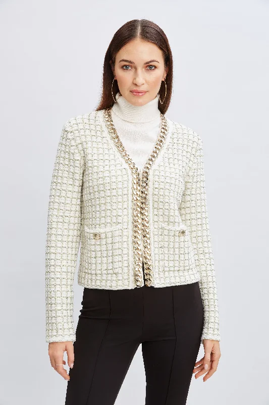 Chain Trim Metallic Cardigan