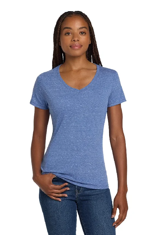 Jerzees Womens Vintage Snow Short Sleeve V-Neck T-Shirt - Heather Royal Blue - Closeout