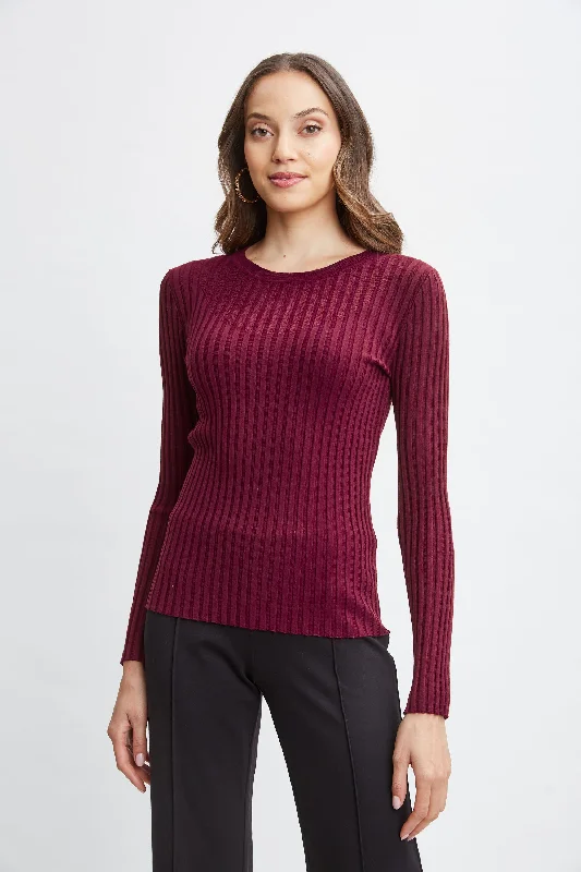 T-Tahari Rib Mesh Sweater