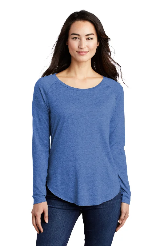 Sport-Tek Womens Moisture Wicking Long Sleeve Scoop Neck T-Shirt - Heather True Royal Blue - Closeout