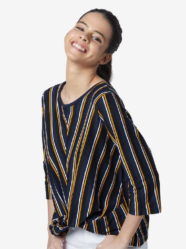 LOV Navy Striped Denver Top