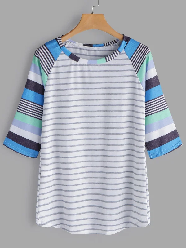 Wholesale Round Neck Half Sleeve Stripe T-Shirts