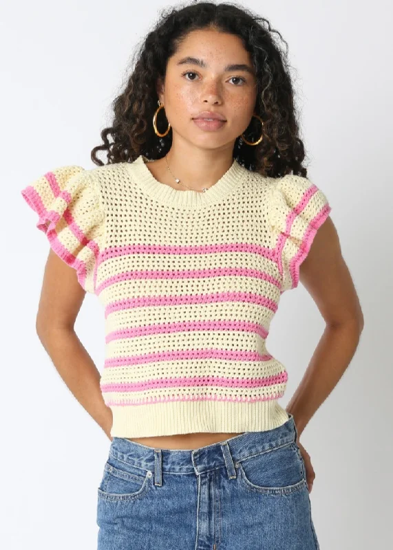 Abigail Stripe Sweater- Butter Yellow/ Pink