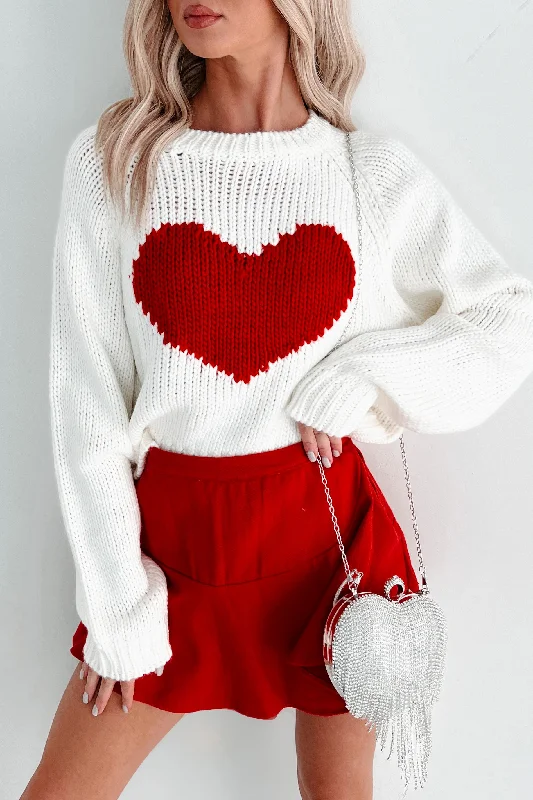 Born Out Of Love Heart Sweater (White/Red)