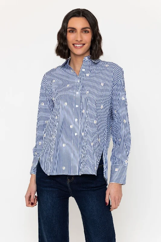 Embellished Blue Stripe Shirt