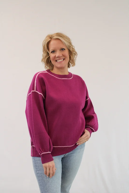 MAGGIE CONSTRAST SEAM SWEATER BY IVY & CO