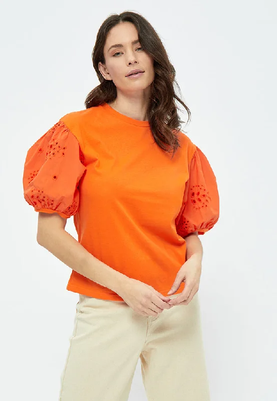 Naomi Balloon Sleeve Top - Firecracker