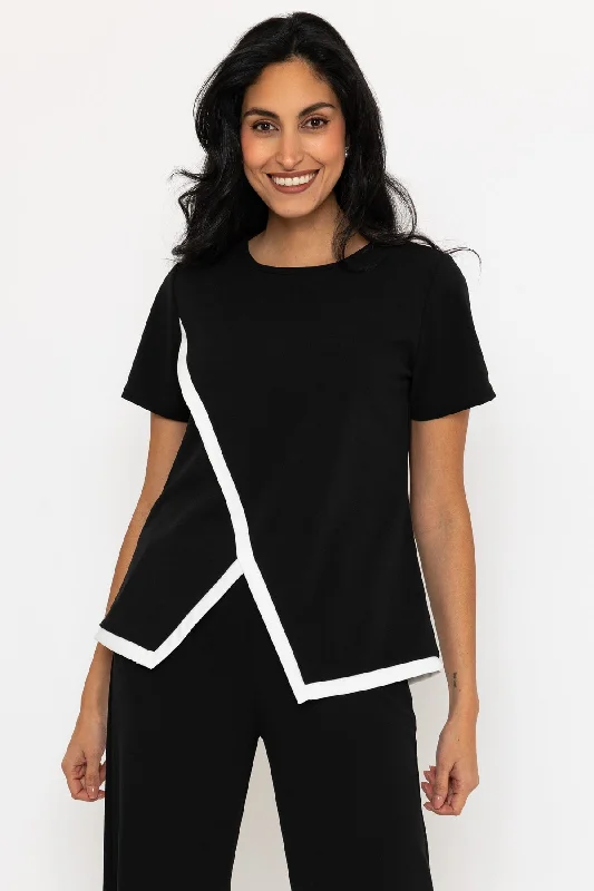 Black & White Contrast Trim Short Sleeve Top