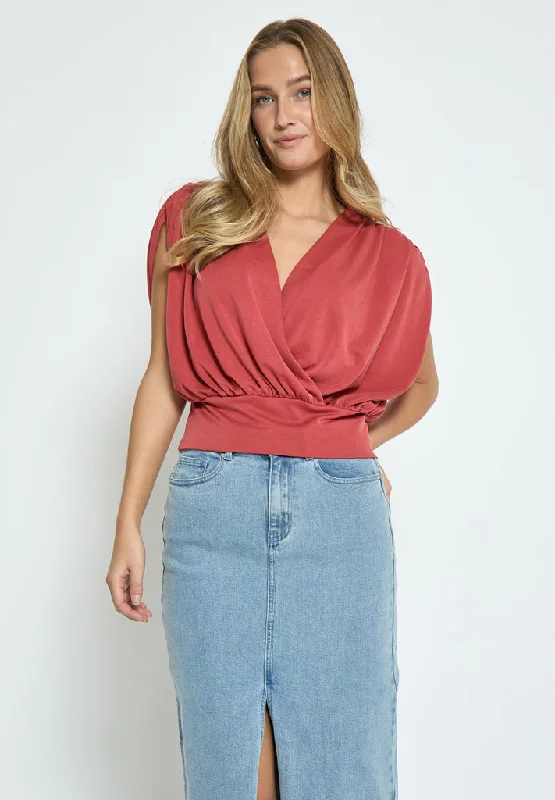 MSElvie Wrap Top - Barn Red