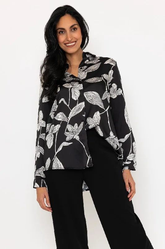 Sateen Black Print Shirt