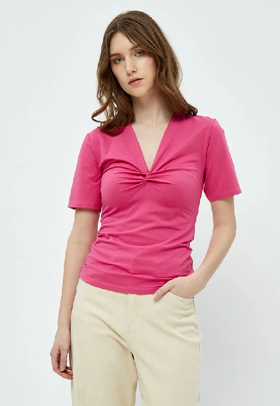 PCNina GOTS V Knot Top - Shocking Pink