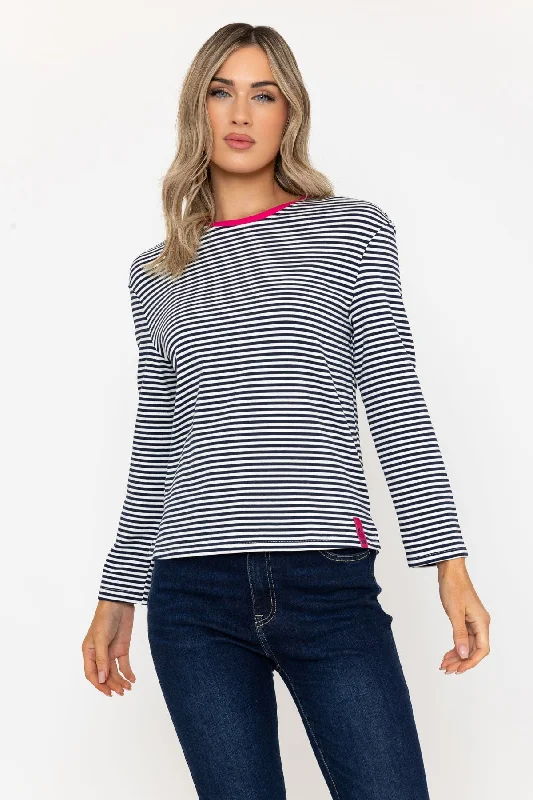 Heavy Weight Long Sleeve Navy Stripe Top