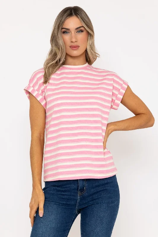 Short Sleeve Wide Rose Stripe Tee