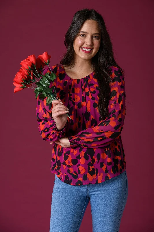 Fuchsia Animal Print Top