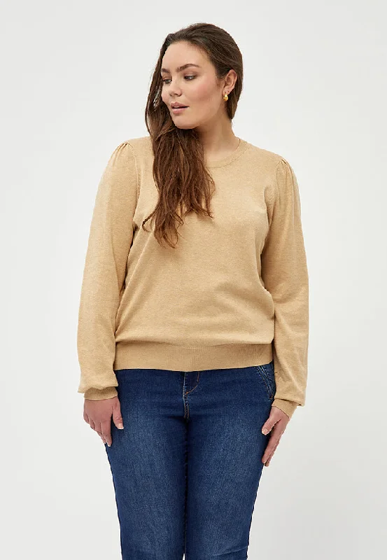 PCTana Knit Pullover Curve - Warm Sand Melange