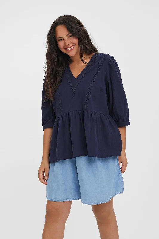 Curve - Mavis Blouse in Navy