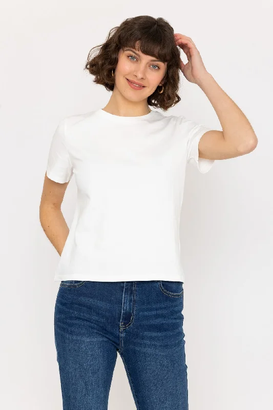 Short Sleeve Round Neck Tee in White