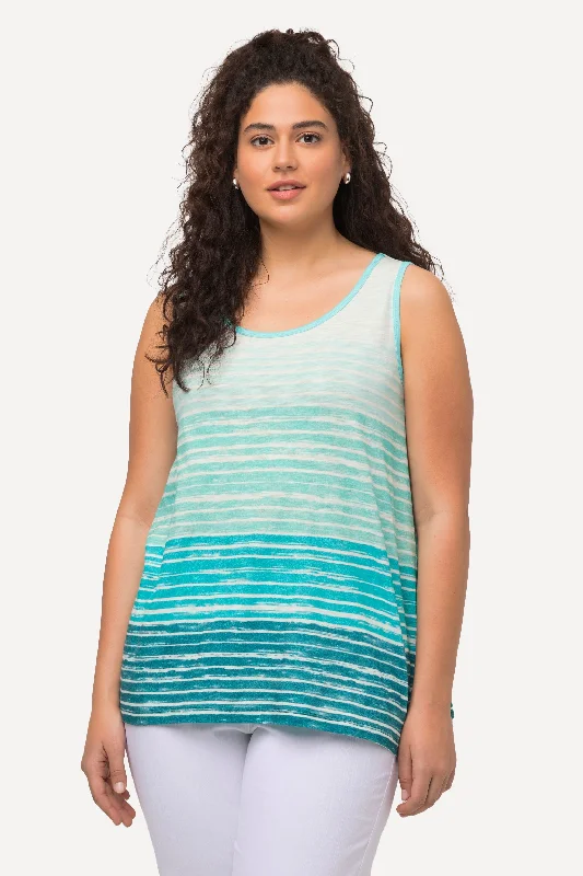 Green Tie-Dye Style Striped Vest Top