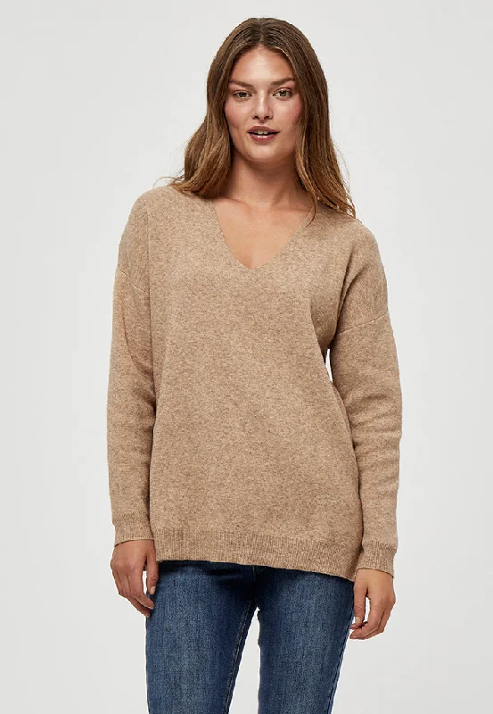 PCRosalia Knit Pullover - Warm Sand Melange