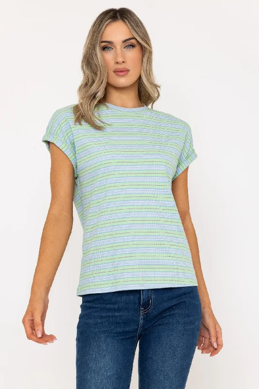 Short Sleeve Wide Green Stripe Tee